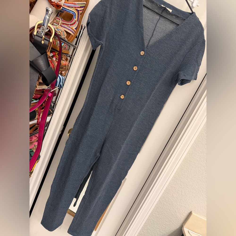 Zara Trafaluc Blue‎ Gray Knit Lounge Jumpsuit Onesie